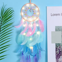 Load image into Gallery viewer, Wall Dreamcatcher Led Handmade Feather Dream Catcher Braided Wind Chimes Art For Dreamcatcher Hanging Car Home Decoration