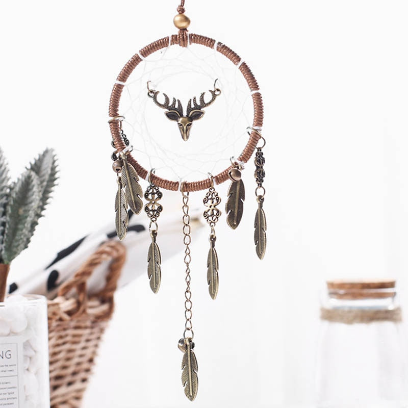 Car pendant retro alloy feather handmade metal trumpet 7cm dream catcher pendant gift students gift a deer safe for friends