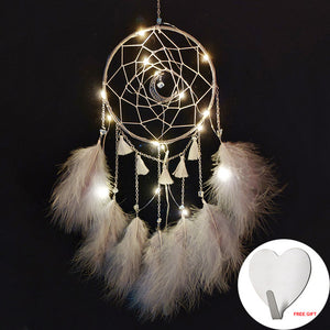 Wall Dreamcatcher  Led Handmade Feather Dream Catcher Braided Wind Chimes Art For Dreamcatcher Hanging Car Home Decoration