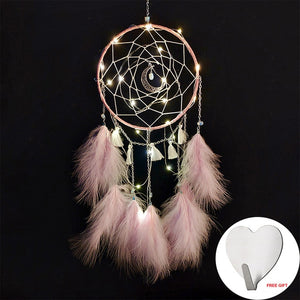 Wall Dreamcatcher  Led Handmade Feather Dream Catcher Braided Wind Chimes Art For Dreamcatcher Hanging Car Home Decoration