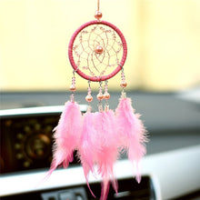 Load image into Gallery viewer, Girl Heart Dream Catcher National Feather Ornaments Lace Ribbons Feathers Wrapped Lights Dreamcatcher
