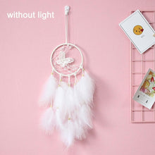 Load image into Gallery viewer, Girl Heart Dream Catcher National Feather Ornaments Lace Ribbons Feathers Wrapped Lights Dreamcatcher
