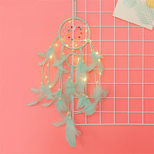 Load image into Gallery viewer, Girl Heart Dream Catcher National Feather Ornaments Lace Ribbons Feathers Wrapped Lights Dreamcatcher
