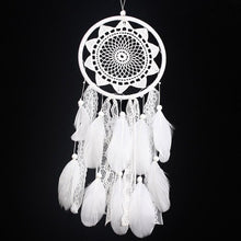 Load image into Gallery viewer, Girl Heart Dream Catcher National Feather Ornaments Lace Ribbons Feathers Wrapped Lights Dreamcatcher
