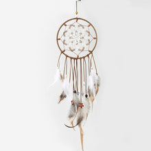 Load image into Gallery viewer, Girl Heart Dream Catcher National Feather Ornaments Lace Ribbons Feathers Wrapped Lights Dreamcatcher
