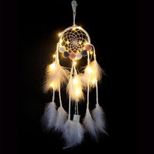 Load image into Gallery viewer, Girl Heart Dream Catcher National Feather Ornaments Lace Ribbons Feathers Wrapped Lights Dreamcatcher
