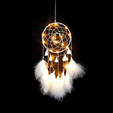 Load image into Gallery viewer, Girl Heart Dream Catcher National Feather Ornaments Lace Ribbons Feathers Wrapped Lights Dreamcatcher
