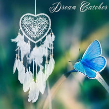 Load image into Gallery viewer, Girl Heart Dream Catcher National Feather Ornaments Lace Ribbons Feathers Wrapped Lights Dreamcatcher
